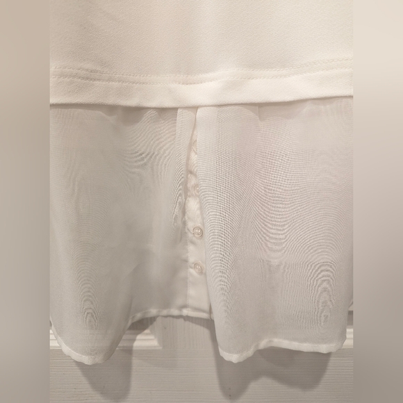 Nina Leonard White pullover layered flowy lightweight Blouse shirt size L office - Picture 8 of 8